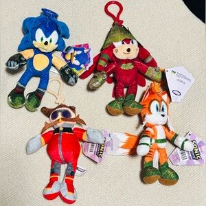 Set of 4 Sonic the Hedgehog Plush Character Key Clips